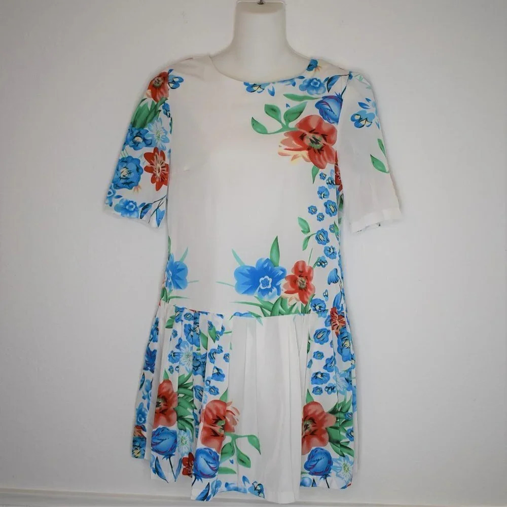 ASOS Floral Dress Sz 8 Mini Pleated Skirt Preppy Colorful Boho Sundress